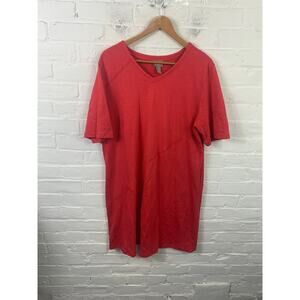 Chico's Women's V-Neck Pullover T-Shirt Dress Short Sleeve Red Size 3